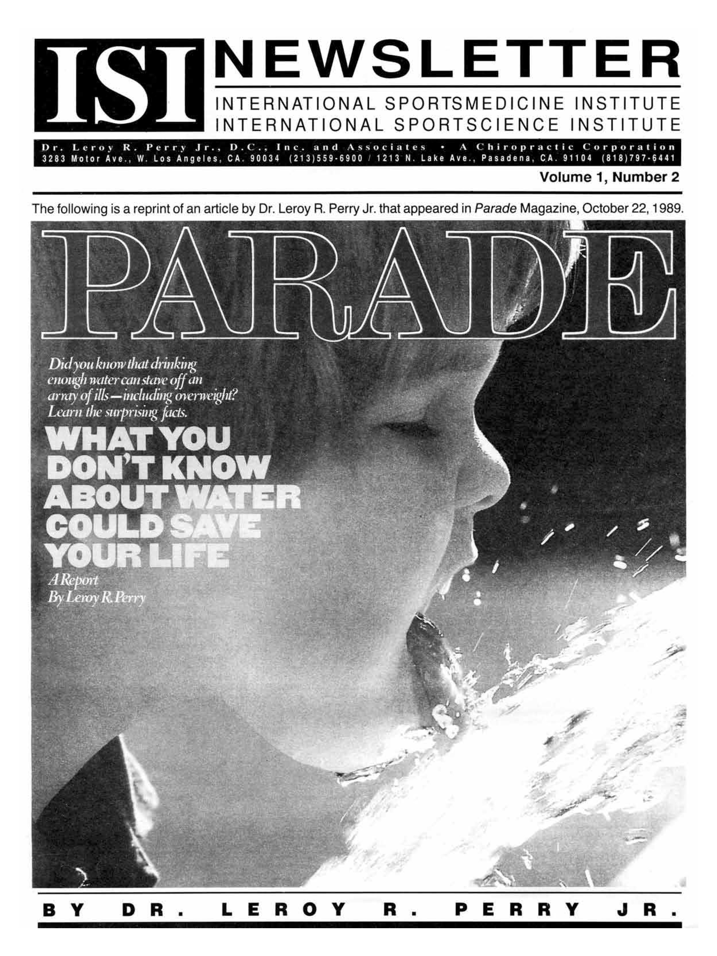 isi newsletter water and life dr leroy perry